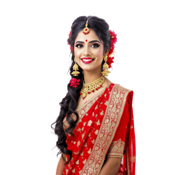 Beautiful indian bride in red sari png
