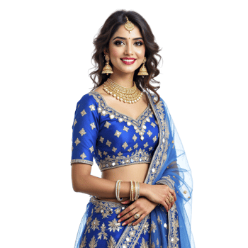 Blue embroidered lehenga choli png