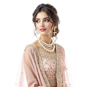 A beautiful indian bride in a pink lehenga png