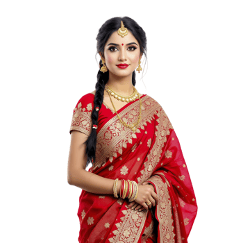 Beautiful indian woman in red sari png