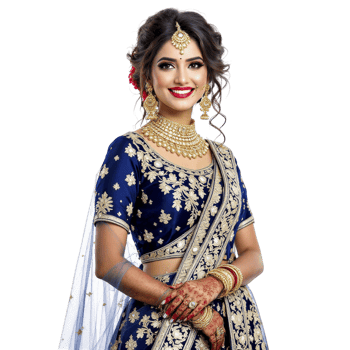 Beautiful indian bride in blue lehenga png
