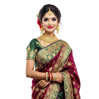 Beautiful indian woman in traditional sari png