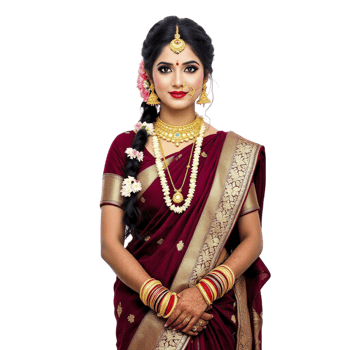 Beautiful indian bride in traditional sari png
