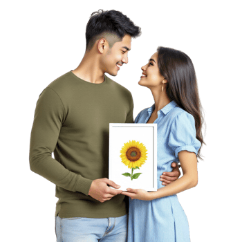 Couple holding a sunflower png