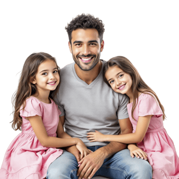 A man and two girls sitting on a couch png