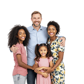 A family with two girls and a man png