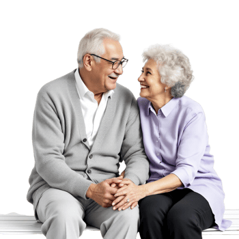 An older couple sitting on a bench together png