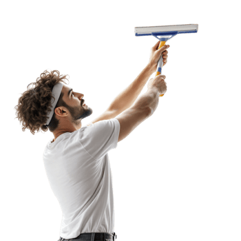 Man with a paint roller on a black background png