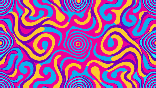 A Vibrant Psychedelic Pattern With Neon Swirls in a Colorful Abstract Design vector