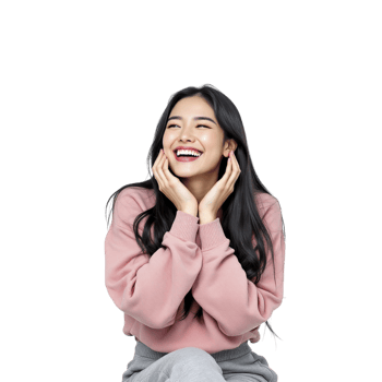 A woman laughing while sitting on the floor png