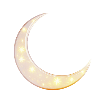 A crescent with stars on it png