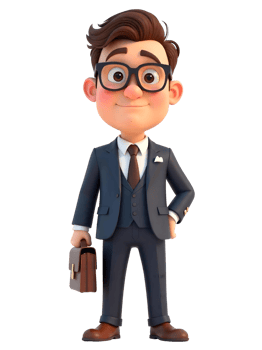 Cartoon businessman with briefcase png