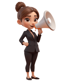 3d female businesswoman holding a megaphone png