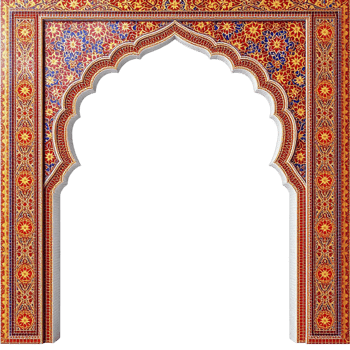 An ornate arched doorway with a colorful pattern png