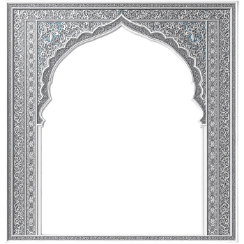 An ornate white and blue frame with a black background png