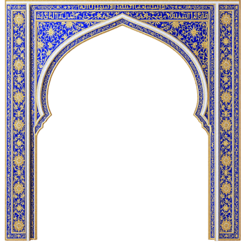 An ornate blue and white arch with gold and blue decorations png