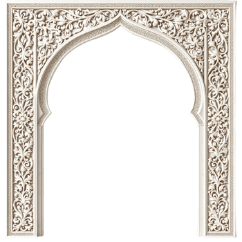 A white archway with intricate carvings png