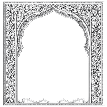 An ornate white frame with a black background png