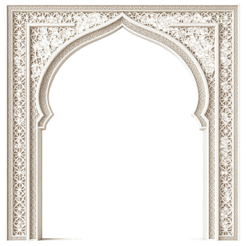 An ornate white archway with a black background png