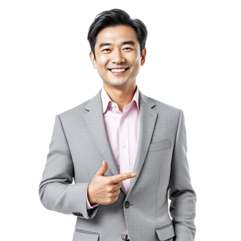 Asian businessman pointing at something png