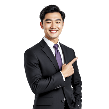 Asian businessman pointing at something png