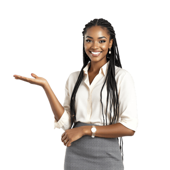 A beautiful young woman in a business suit is holding something png