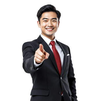 Asian businessman pointing at camera with finger png
