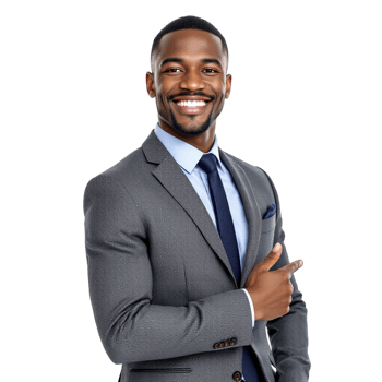 A smiling black man in a suit and tie png
