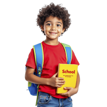 A young boy holding a school book png