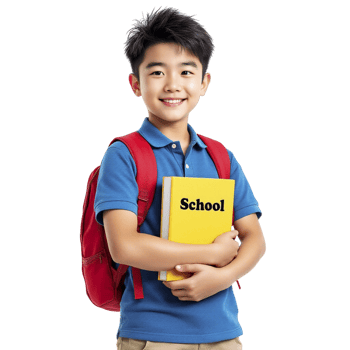 A young boy holding a school book png