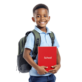 A young boy holding a school book png