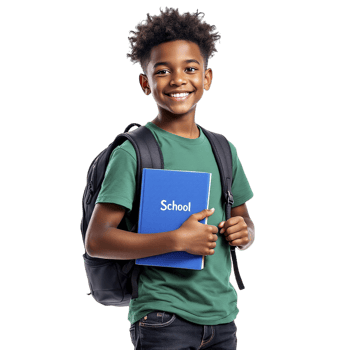 A young boy holding a school book png