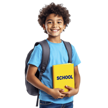 A young boy holding a school book png