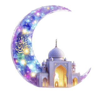 A mosque with a crescent and stars png