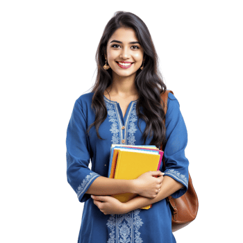 A beautiful young indian woman holding a book png