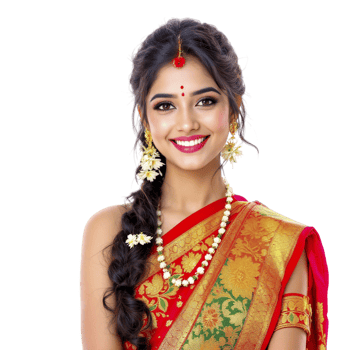 Beautiful indian woman in traditional sari png