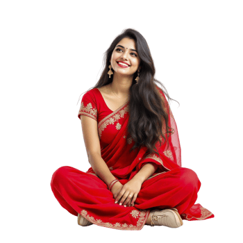 A beautiful indian woman in a red sari png