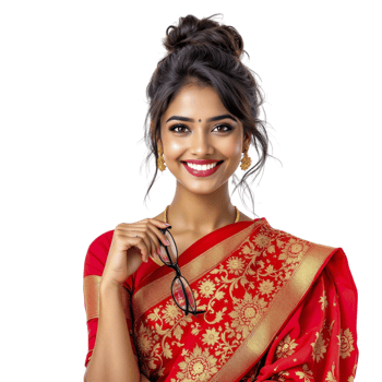 A beautiful indian woman in a red sari png