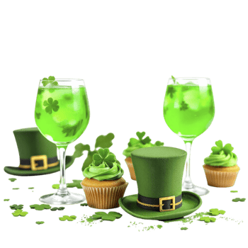 St patrick's day cupcakes and green drink png