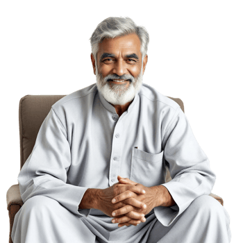 An old man sitting on a chair png