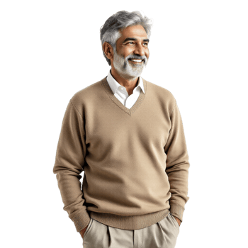 A man with a beard and a tan sweater png