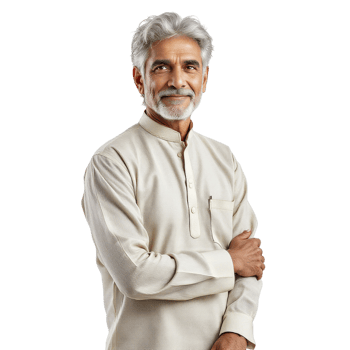 An elderly man in a white shirt posing for the camera png