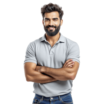 A man with a beard and a polo shirt png