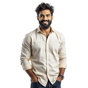 A man with a beard and a white shirt png