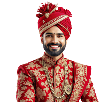 A man in a red sherwani png