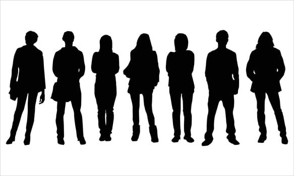 man and women silhouette icon bundle vector