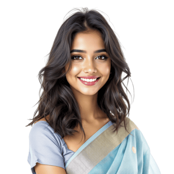 A beautiful young woman in a blue sari png