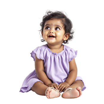 A baby girl in a purple dress sitting on the floor png