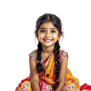 A little girl in a colorful sari png