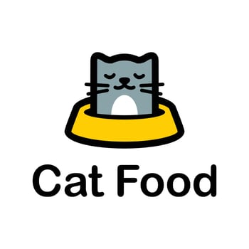 cat food mascot flat minimalist logo design vector
